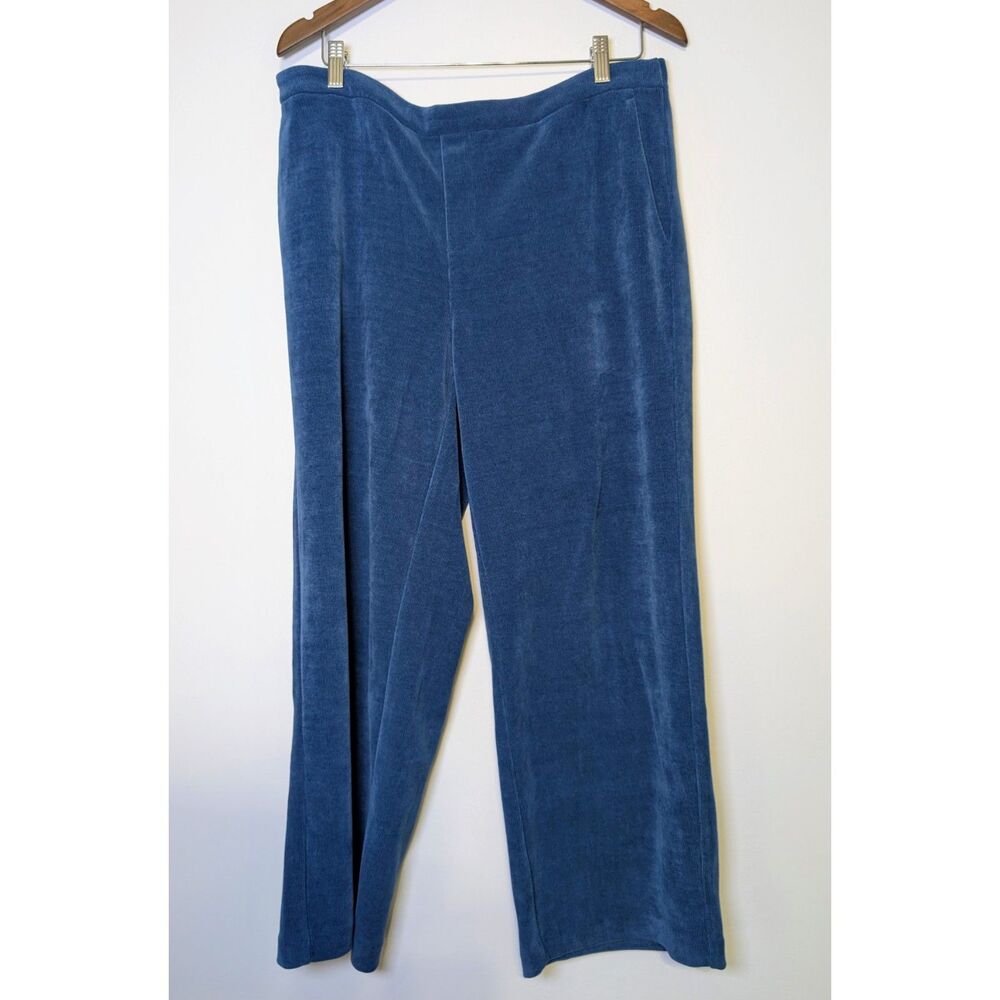 Liverpool LA Blue Velour Wide Leg Crop Pants XL NWT Pull On Cozy Loungewear - Picture 2 of 7